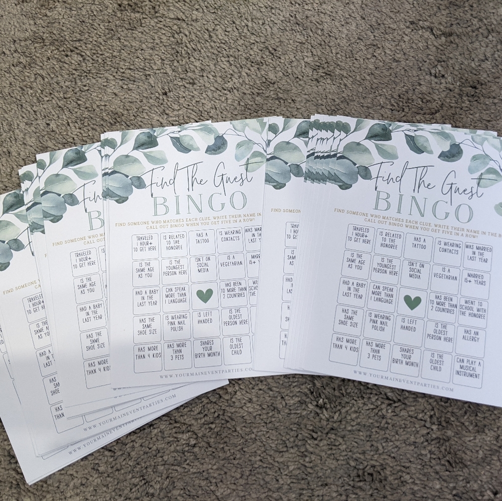 Find the guest Bingo Cards